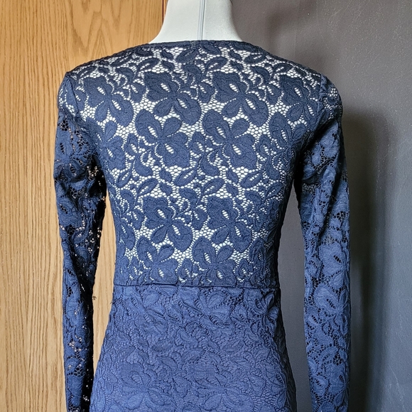 H&M Navy Blue Lace Longsleeve Dress - Picture 2 of 5